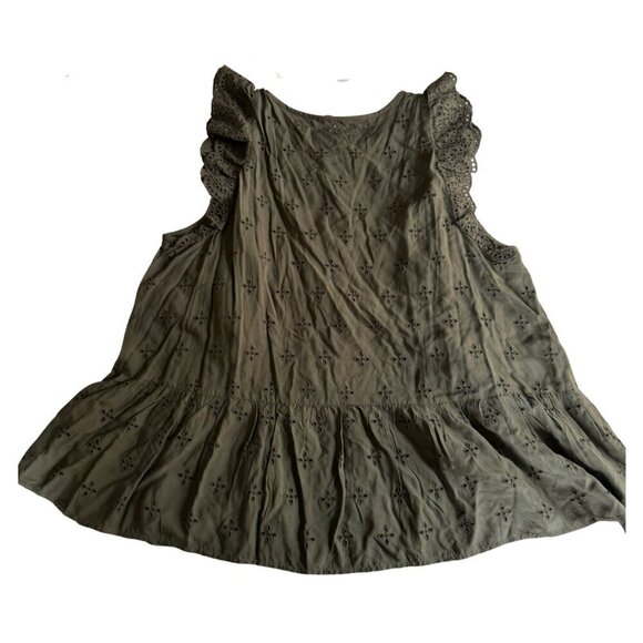 LOFT hunter green Eyelet Peplum Shell size XL NWT - Picture 6 of 7